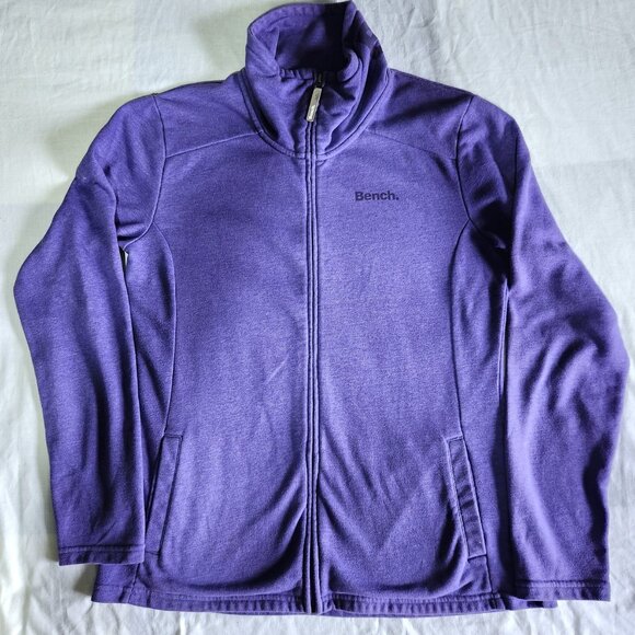 Bench Sweater Jacket Women's Mock Neck Purple Zipper Close Pockets - Picture 7 of 8